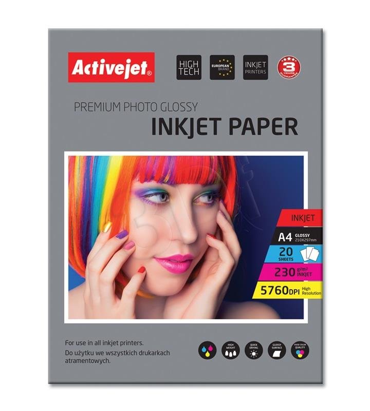 ActiveJet Fotopapier Premium Photo Glossy A4 20 ks 230g AP4-230G20