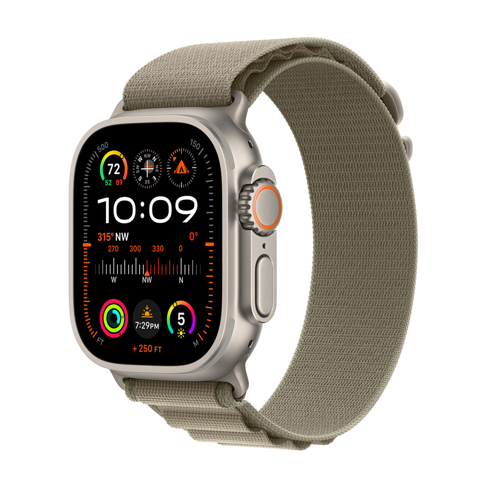 Apple Watch Ultra 2/ 49mm/ Titan/ Šport Band/ Olive Alpine/ Large