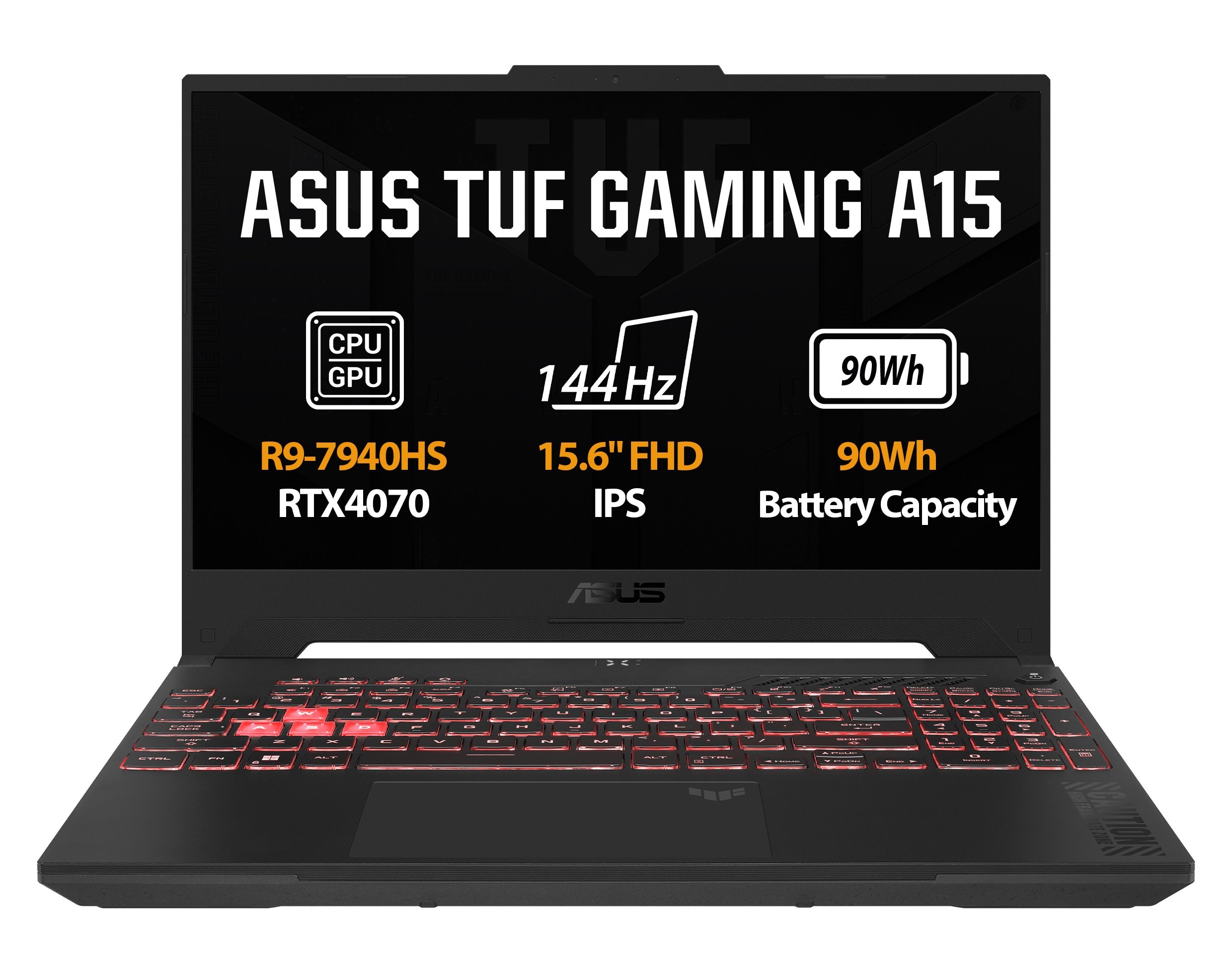ASUS TUF Gaming A15, R9-7940HS, 16GB DDR5, 1TB SSD, RTX4070, 15,6" FHD, AMD, non OS, Jaeger Gray 