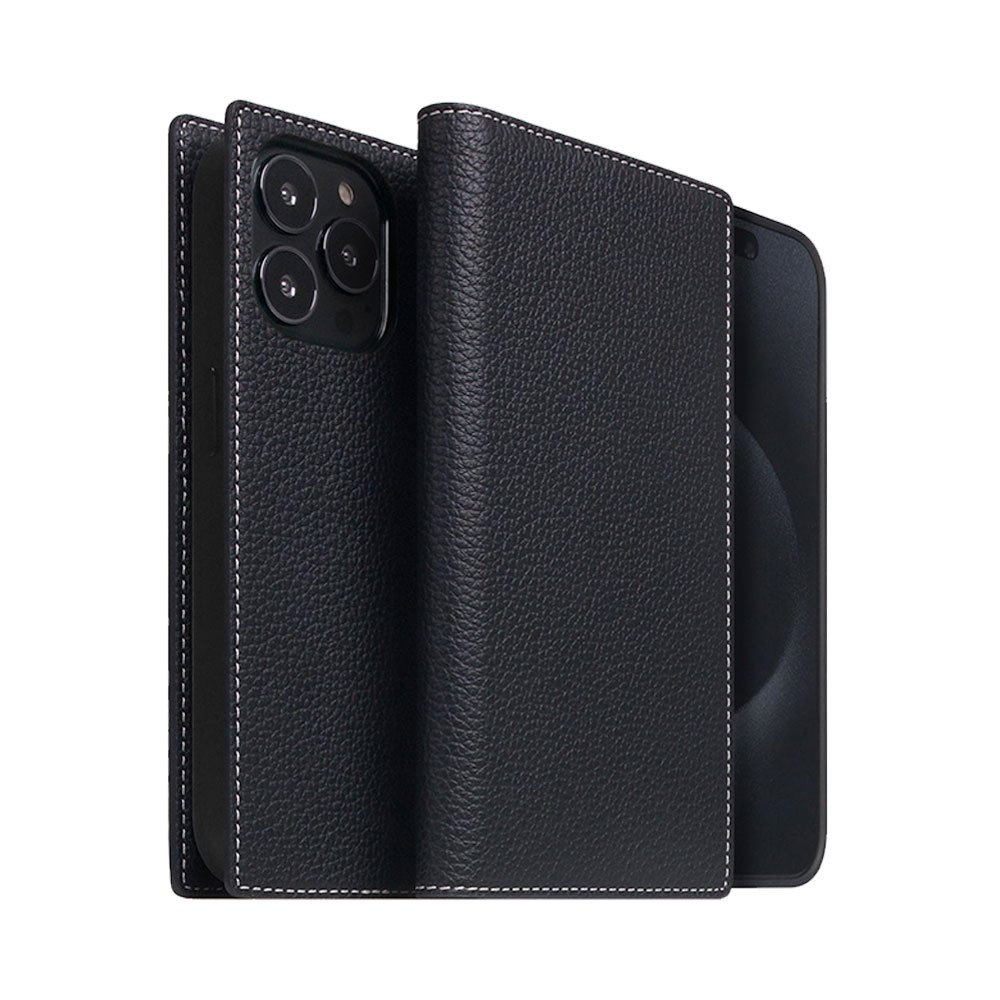 SLG Design puzdro D8 Magsafe Full Grain Leather pre iPhone 15 Pro - Black Blue
