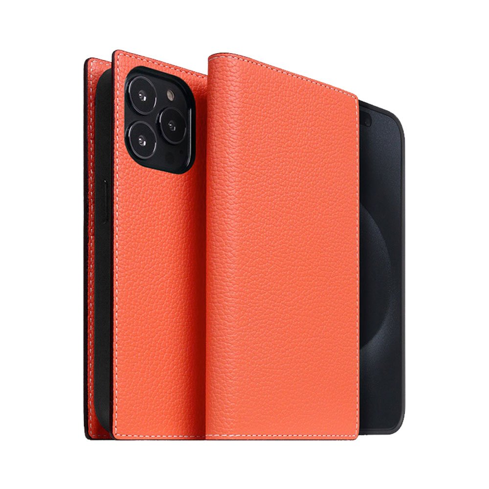 SLG Design puzdro D8 Neon Full Grain Leather Diary pre iPhone 15 Pro - Coral