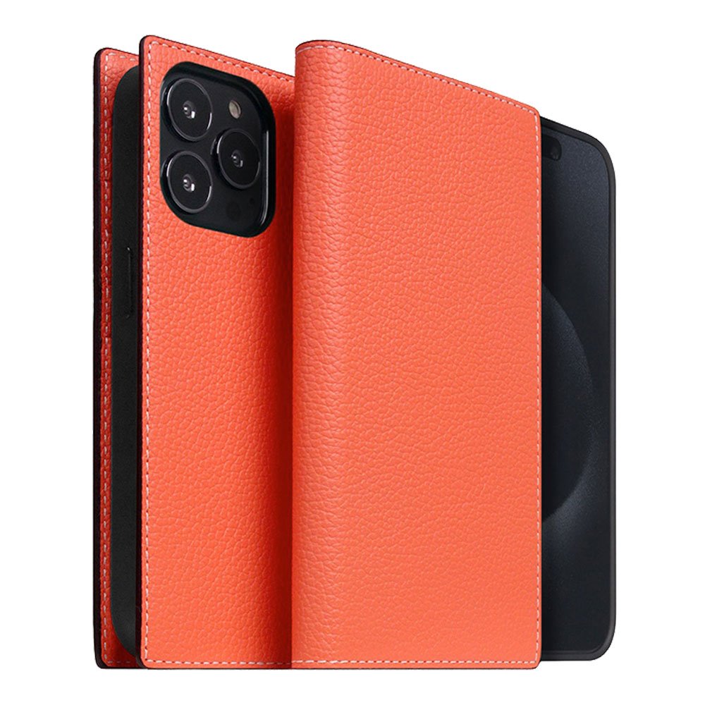 SLG Design puzdro D8 Neon Full Grain Leather Diary pre iPhone 15 Pro Max - Coral