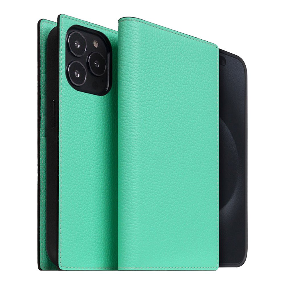 SLG Design puzdro D8 Neon Full Grain Leather Diary pre iPhone 15 Pro Max - Teal