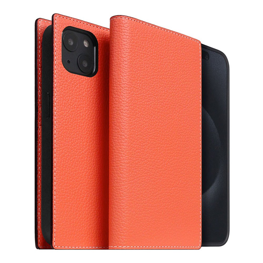 SLG Design puzdro D8 Neon Full Grain Leather Diary pre iPhone 15 Plus - Coral
