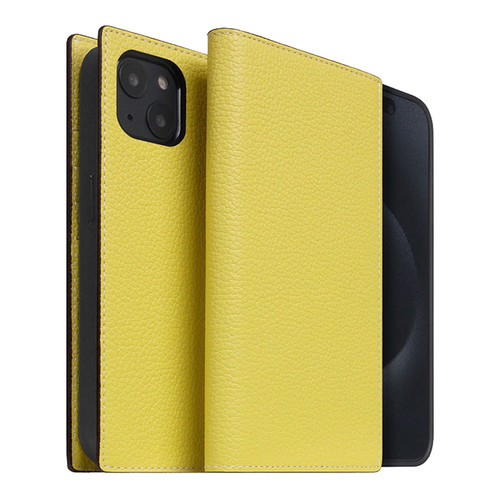 SLG Design puzdro D8 Neon Full Grain Leather Diary pre iPhone 15 Plus - Lemon