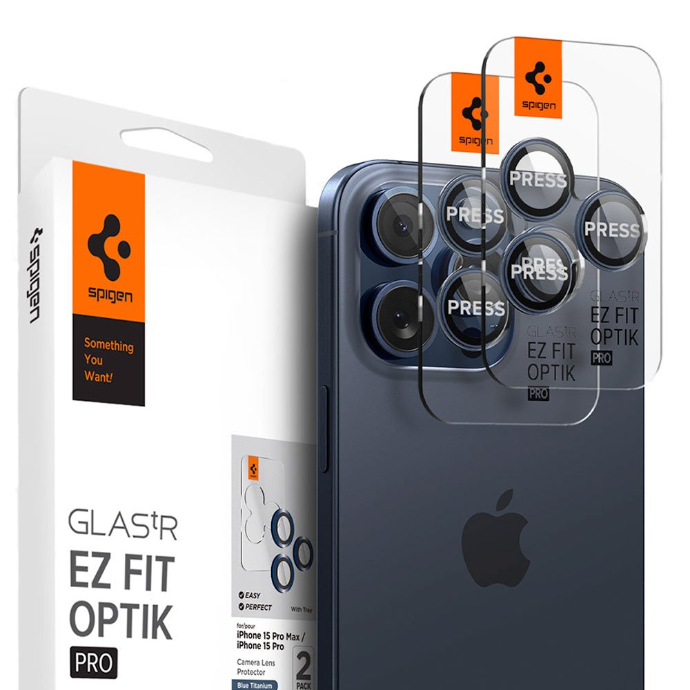 Spigen Optik Pro Lens Protector pre iPhone 15 Pro/15 Pro Max - Blue Titanium