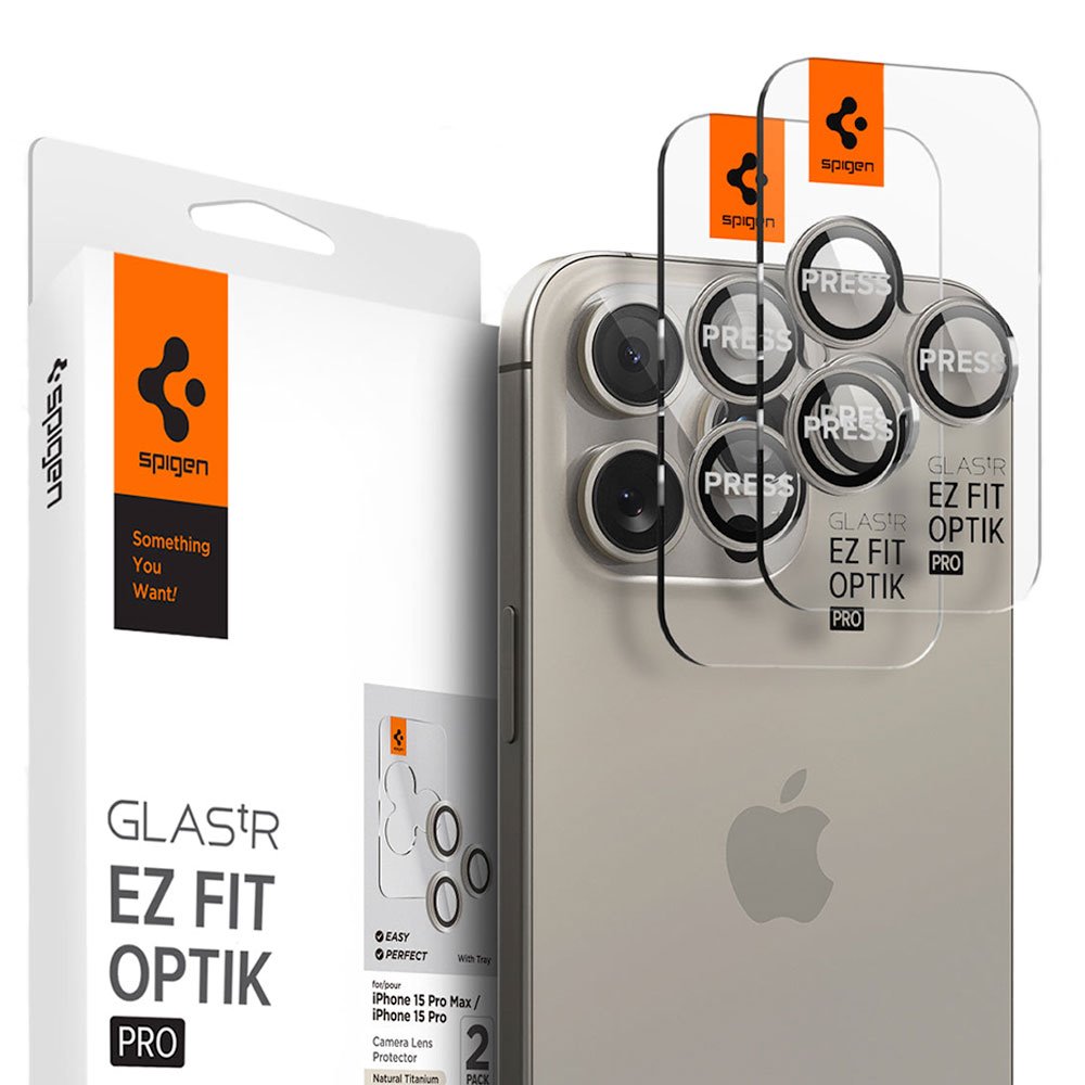 Spigen Optik Pro Lens Protector pre iPhone 15 Pro/15 Pro Max - Nature Titanium