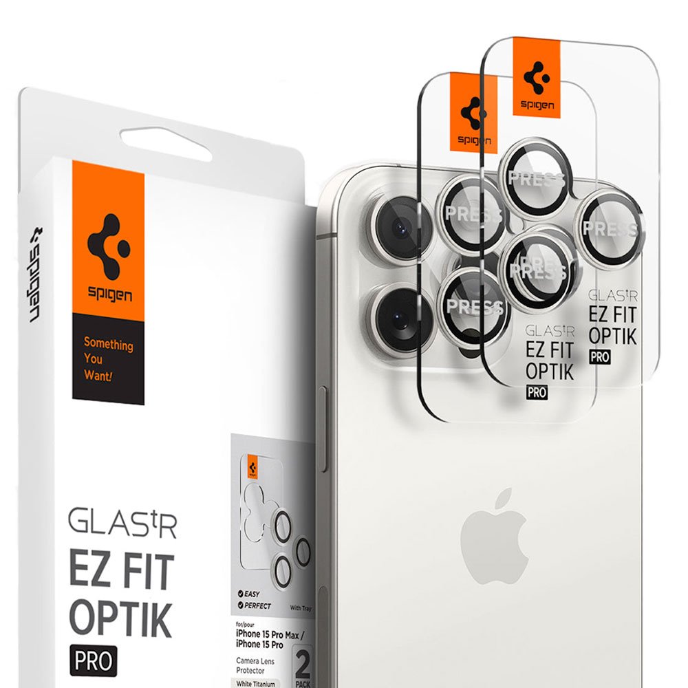 Spigen Optik Pro Lens Protector pre iPhone 15 Pro/15 Pro Max - White Titanium