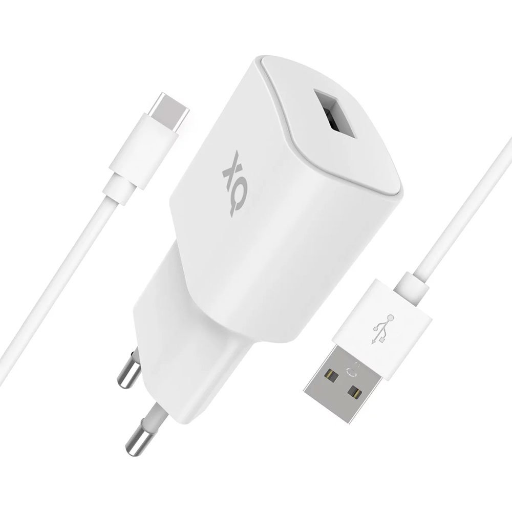 Xqisit wall charger + USB-A to USB-C kábel 1m - White