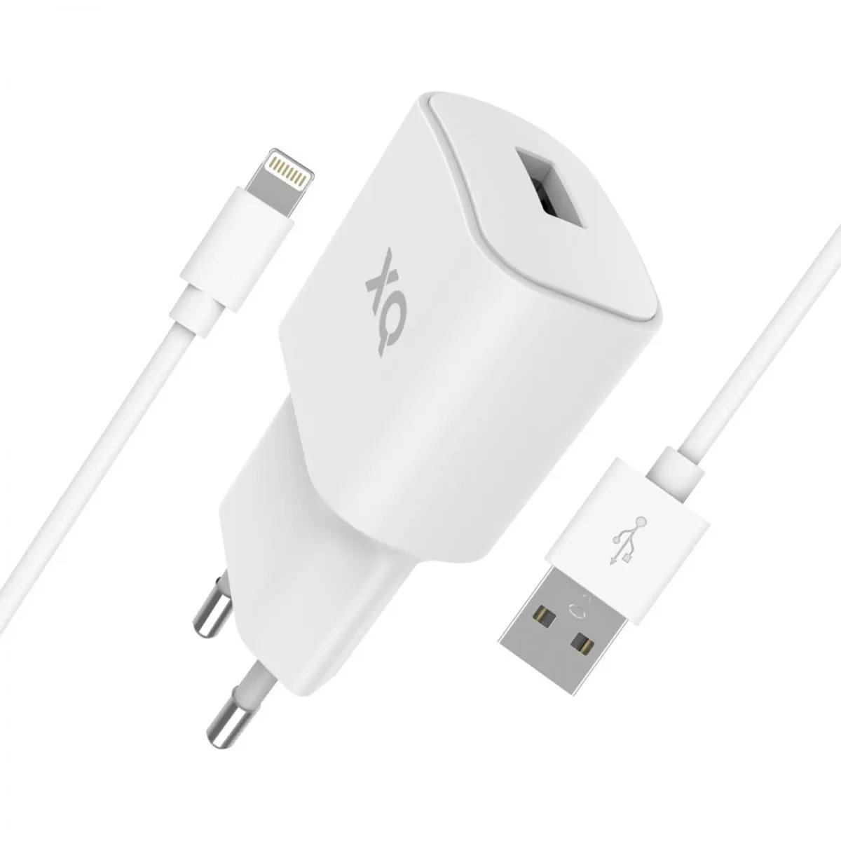Xqisit wall charger + USB-A to Lightning kábel 1m - White