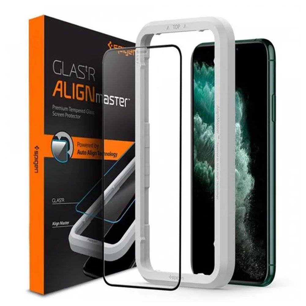 Spigen ochranné sklo GLAS.tR AlignMaster pre iPhone 11 Pro Max - Black Frame
