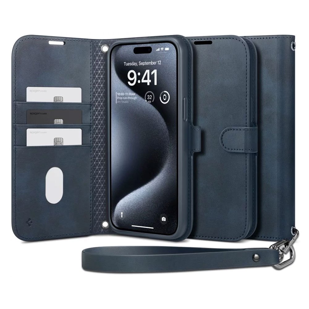 Spigen puzdro Wallet S Pro pre iPhone 15 Pro - Navy
