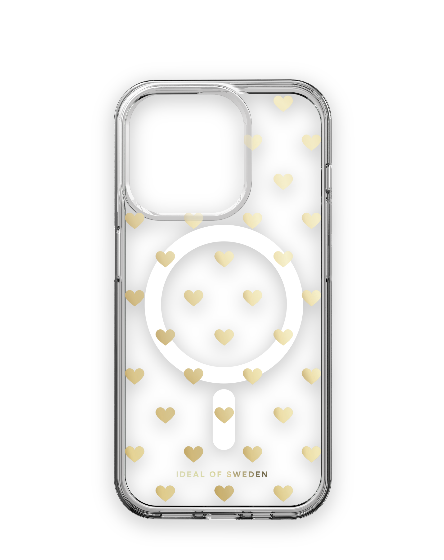 iDeal Fashion Clear Case MagSafe iPhone 15 Pro Golden Hearts