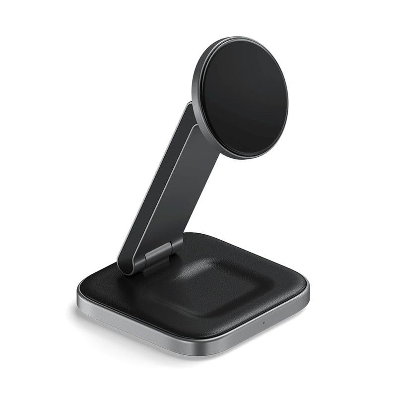 Satechi 2-in-1 Foldable Qi2 Wireless Charging Stand - Space Gray