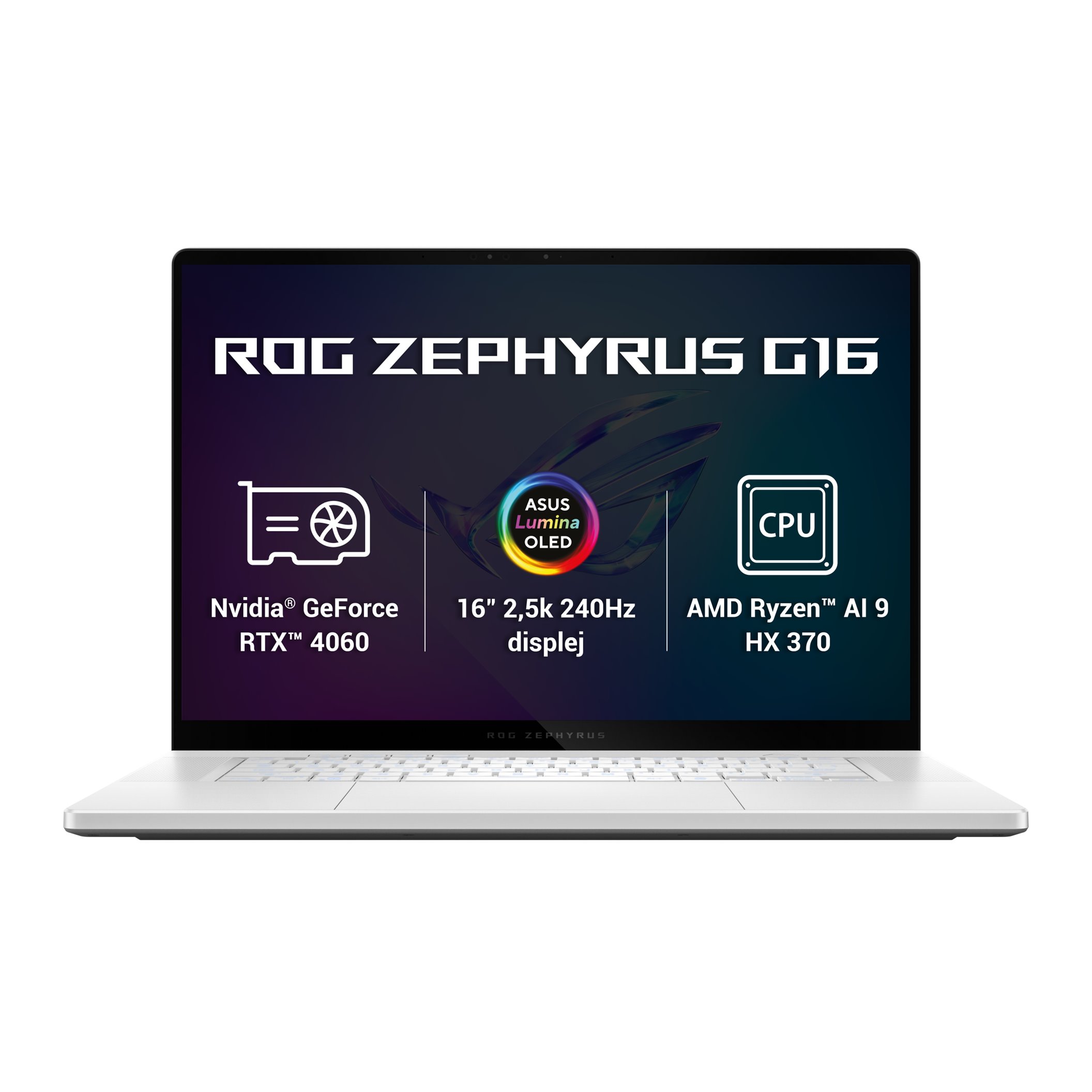 ASUS ROG Zephyrus G16 AMD-STRIX 12C, 32GB, 1TB SSD, RTX4060 , 16" 2.5K, Win 11 H, Platinum White