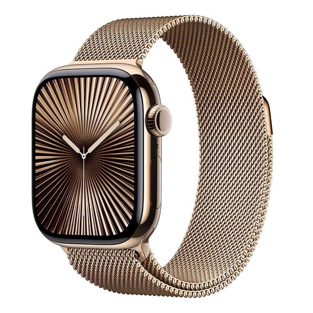 Apple Watch Series 10 GPS + Cellular 46mm Gold Titanium Case with Gold Milanese Loop - S/M