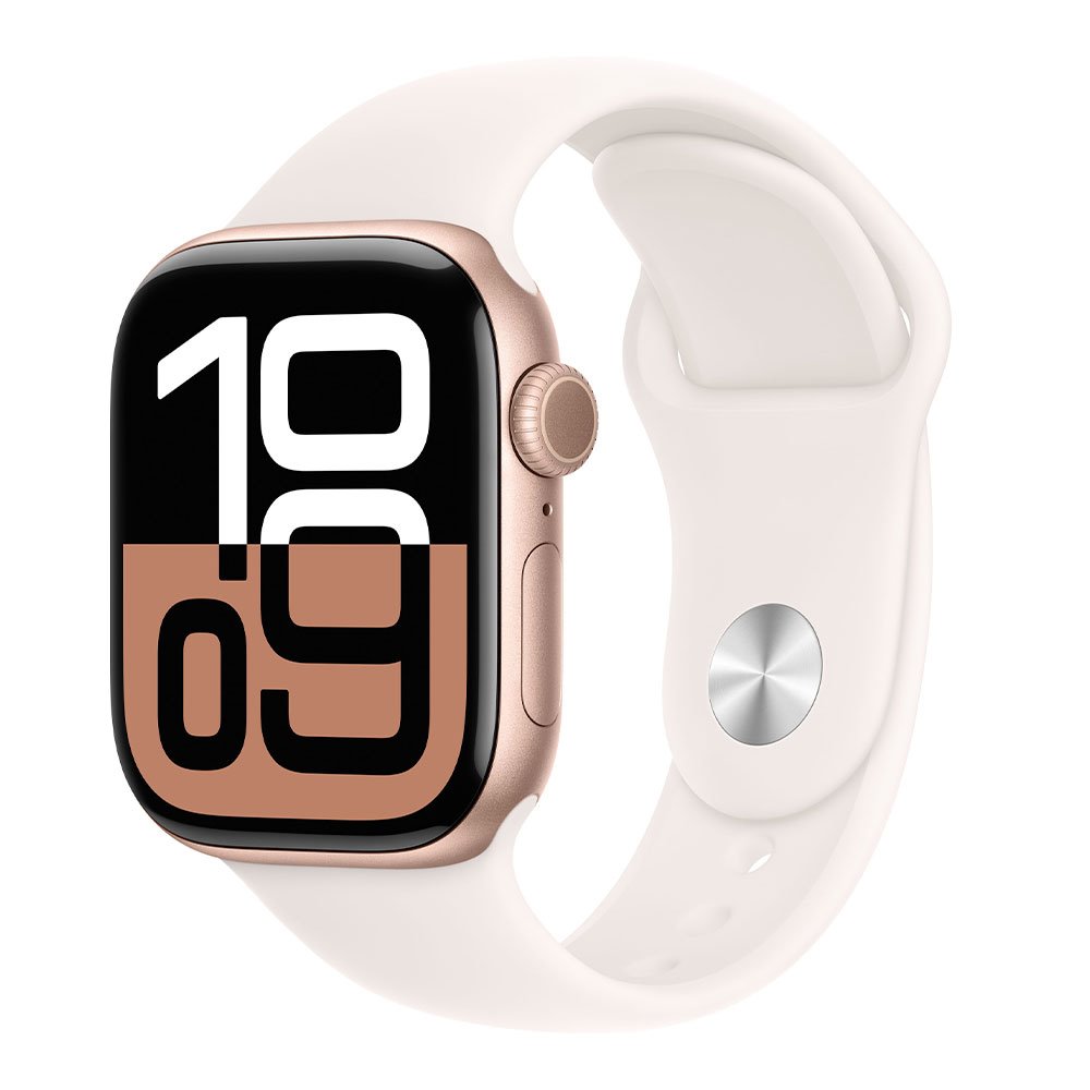 Apple Watch Series 10 GPS + Cellular 46mm Rose Gold Aluminium Case with Light Blush Sport Band - S/M