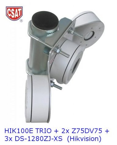 CSAT HIK100E  TRIO + 2x Z75DV75 špeciálny úchyt pre montáž troch kamier