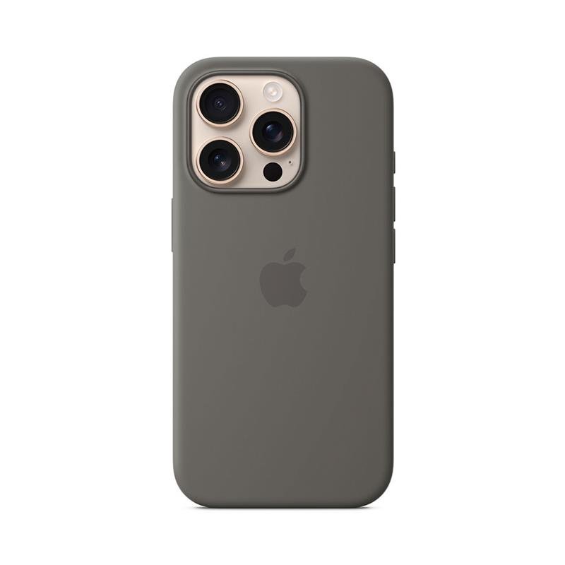 iPhone 16 Pro Silicone Case with MS - Stone Gray