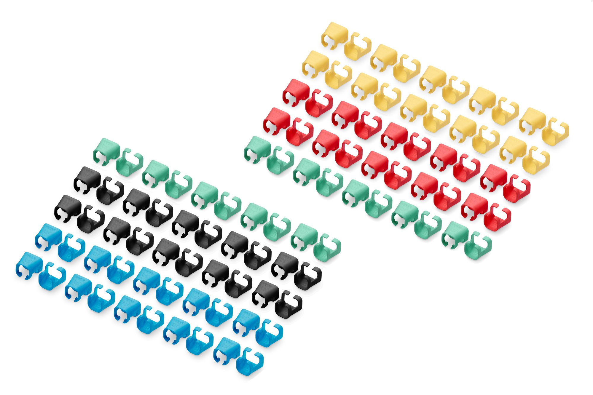 DIGITUS Color clips for Patch cable -Mixed (20 pcs. in each Red, Green, Blue, Yellow, Black)