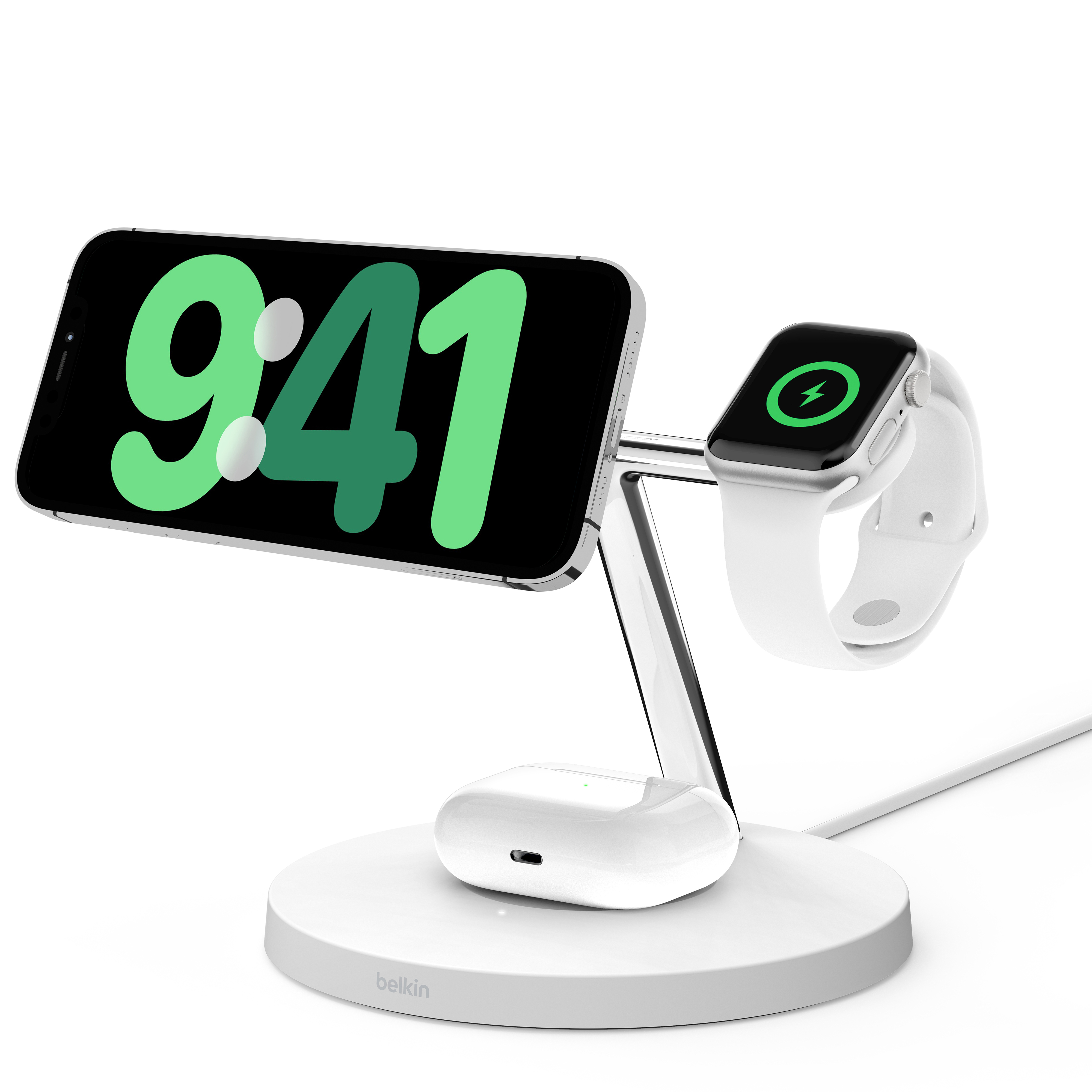 Belkin Boost Charge Pro 3-in-1 Magnetic Wireless Charging Stand with Qi2 15W - White *Rozbalený*