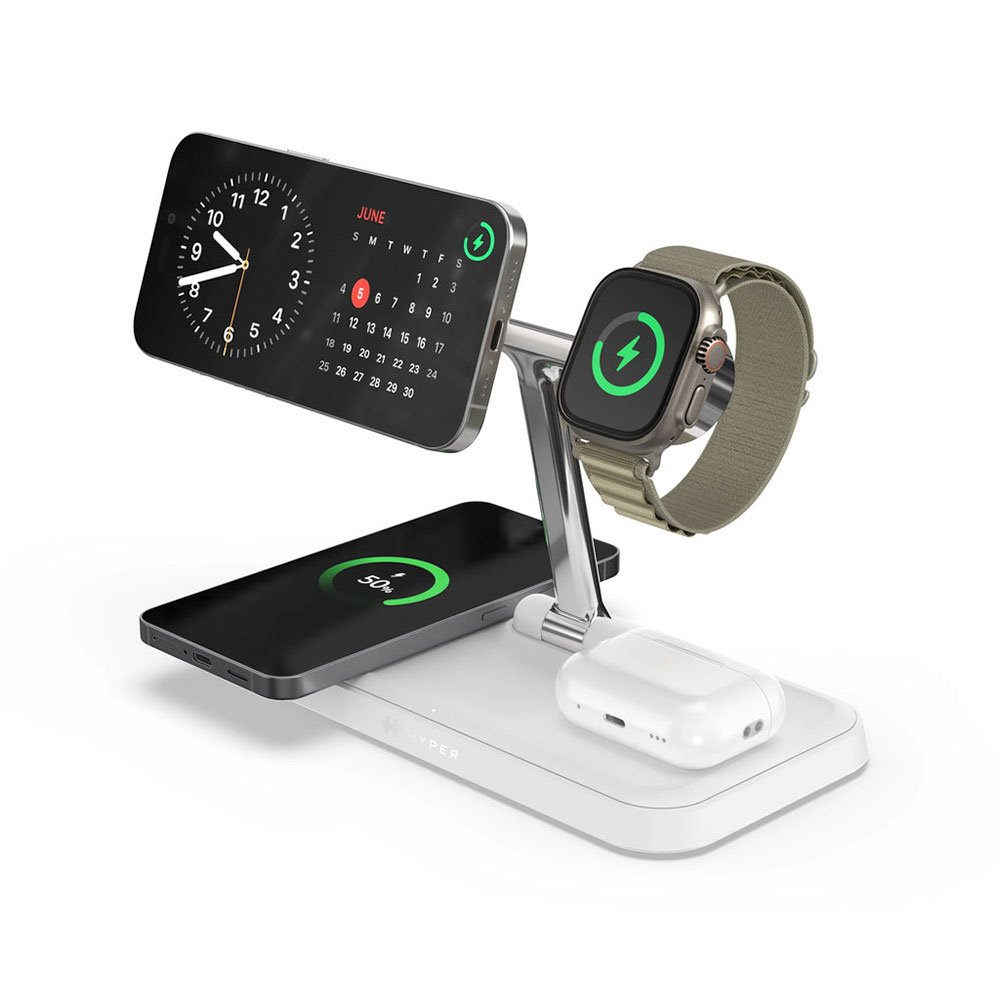 Hyper HyperJuice Qi2 4-in-1 Magnetic Charging Stand - White