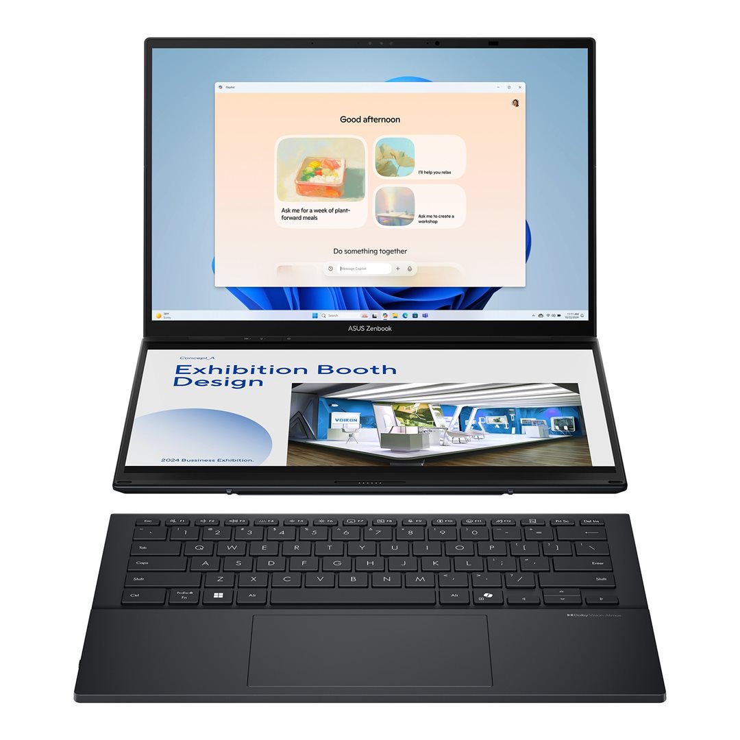 ASUS Zenbook Duo UX8406CA-OLED088W, Core Ultra 7 255H, 2x 14.0˝ 2880 x 1800/Touch, UMA, 32GB, SSD 1TB, W11H, pero, puzdr
