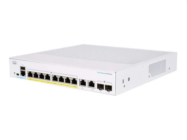 Cisco switch CBS350-8FP-E-2G-EU (8xGbE, 2xGbE/ SFP combo, 8xPoE+, 120W, fanless) - REFRESH