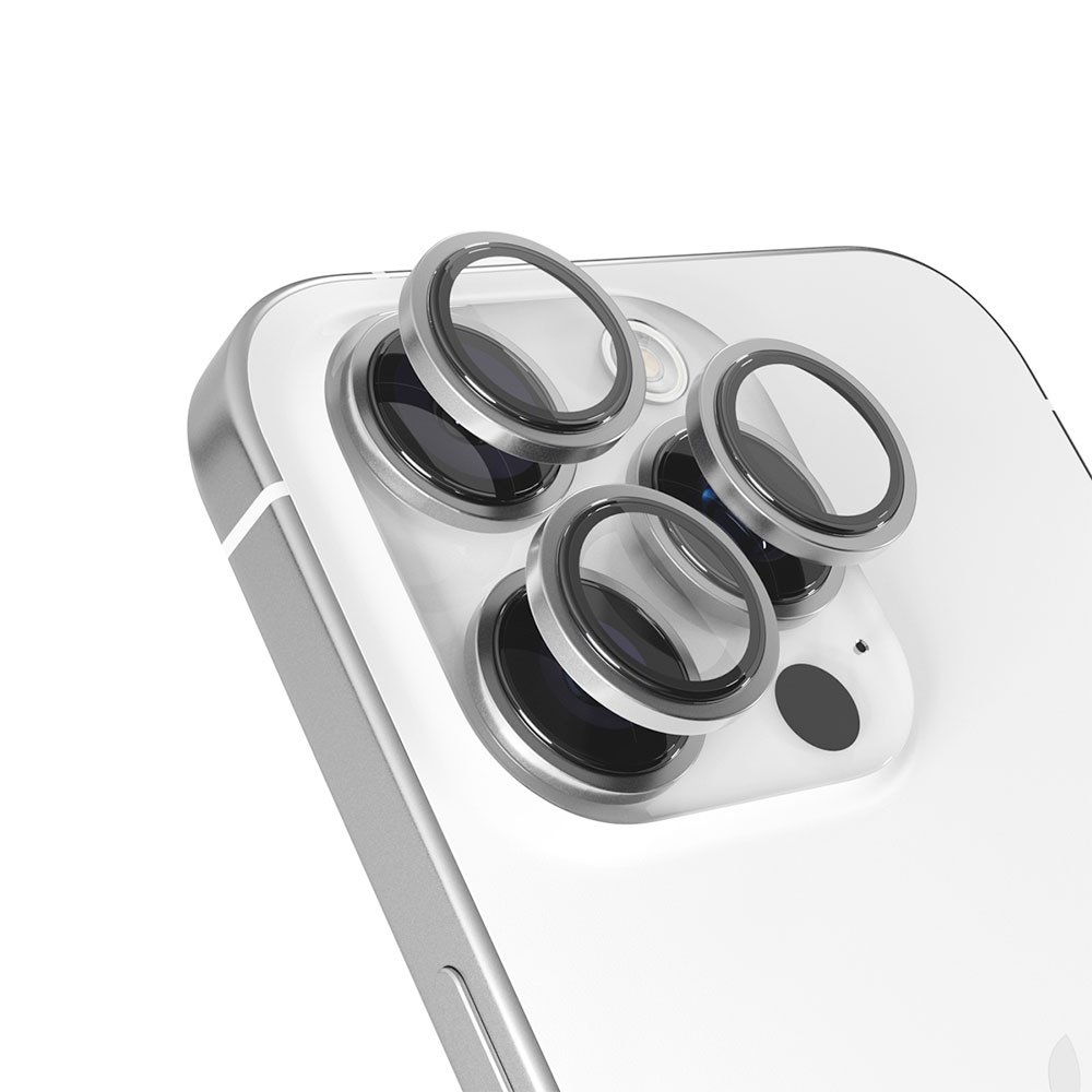 iStores by Epico Aluminium Lens Protector pro Apple iPhone 16 Pro / 16 Pro Max - stříbrná