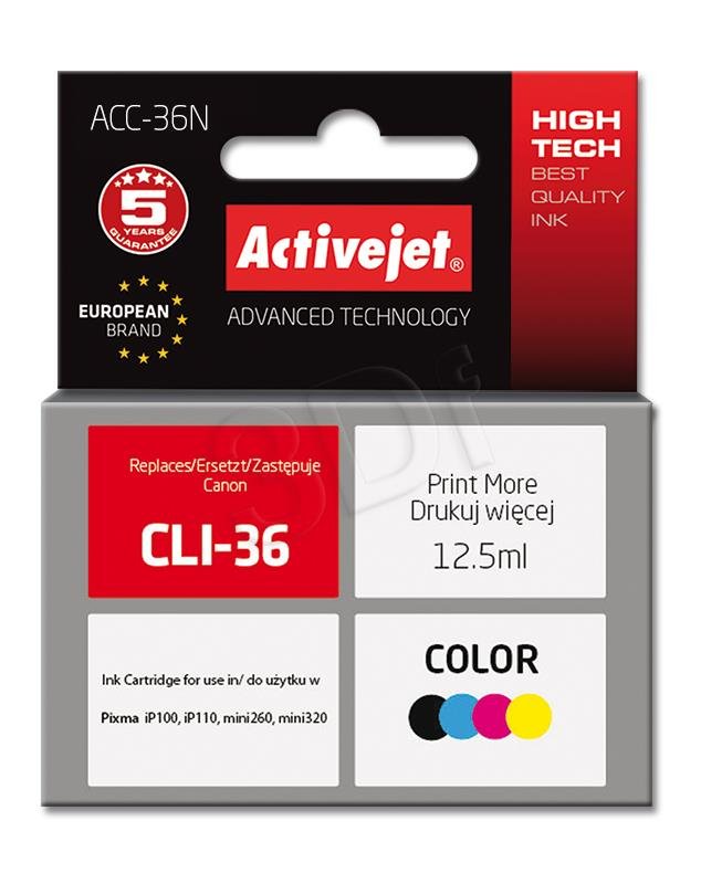 Atrament ActiveJet pre Canon CLI-36 ACC-36N Fourcolor 12,5 ml 