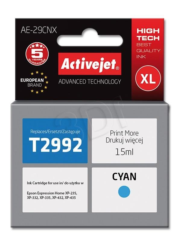 Atrament ActiveJet pre Epson T2992 AE-29CNX Cyan 15 ml 