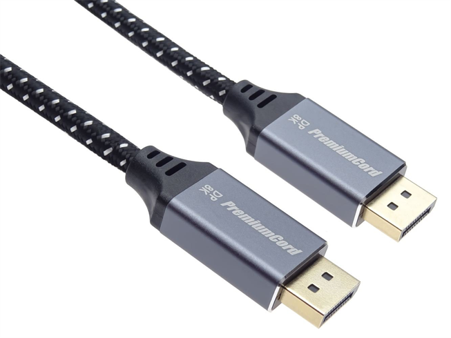 PremiumCord DisplayPort 1.4 8K prípojný kábel, kovové a pozlátené konektory, 5m