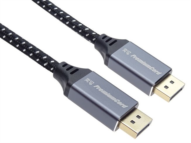 PremiumCord DisplayPort 1.4 8K prípojný kábel, kovové a pozlátené konektory, 1m