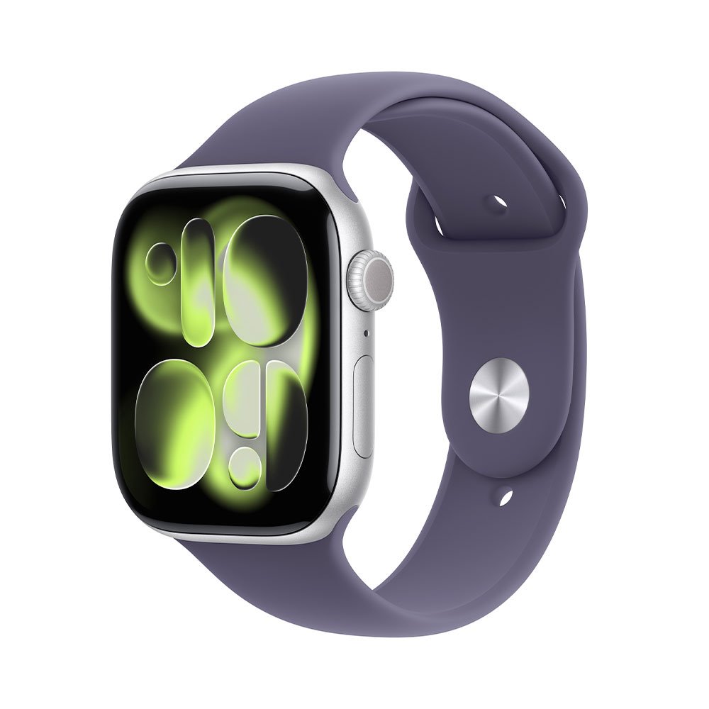 Apple Watch Series 11 GPS + Cellular 42mm Strieborný hliník s hmlovo fialovým športovým remienkom - M/L