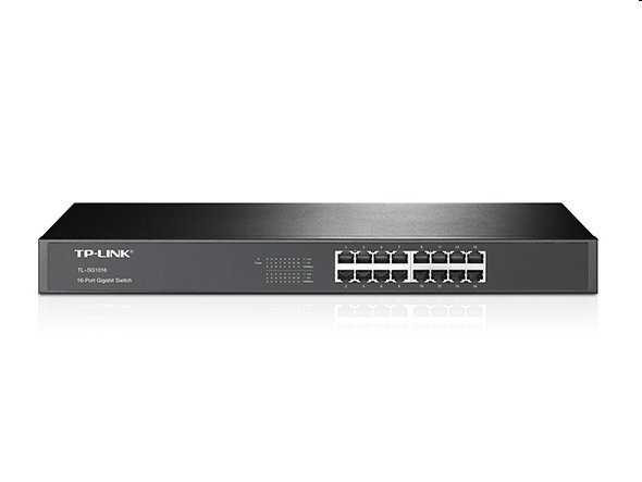 tp-link TL-SG1016, 16 port Gigabit Desktop Switch, 16x 10/100/1000M RJ45 ports, 19" rack-mountable, steel case