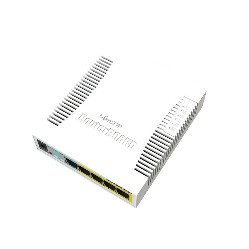 MIKROTIK RouterBOARD 260GSP  5-port Gigabit smart switch + 1x SFP (SwitchOS, PoE-ouit plastic case + power supply)