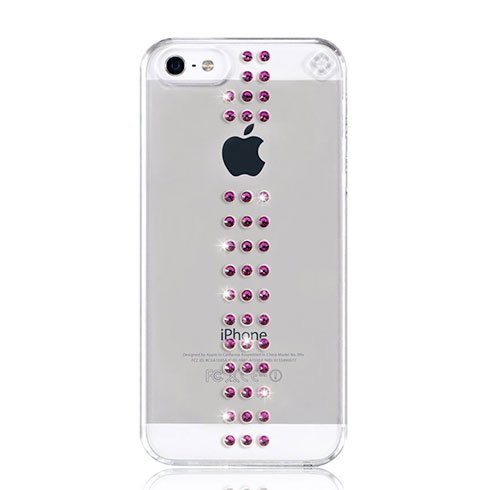 Swarovski kryt Stripe pre iPhone SE/5s/5 - Fuchsia
