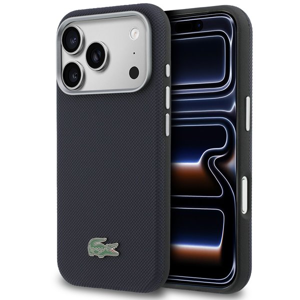 Lacoste PVC Petit Pique Semi Wrap MagSafe pre iPhone 17 Pro modrý