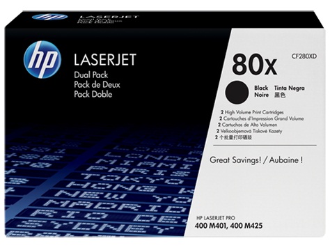 HP 80X, Black toner pre HP LaserJet M401a/d/dn/dne/dw, M425dn/dw, 2x 6900 strán / dual pack