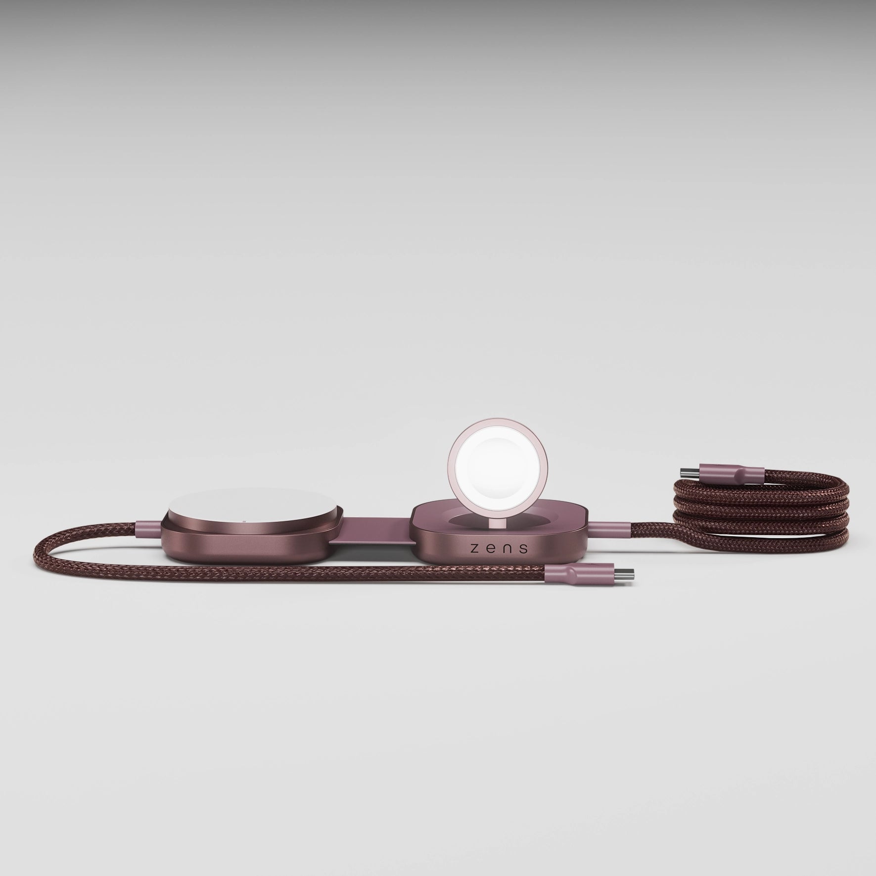 ZENS Pro 3 USB C - C cable 1,5 m 240W Qi2 charger+ Watch Dark Cherry