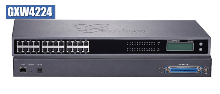 Grandstream GXW4224, VoIP, SIP, 24x FXS, 1x Gbit LAN, grafický displej, 2x RJ21, rack