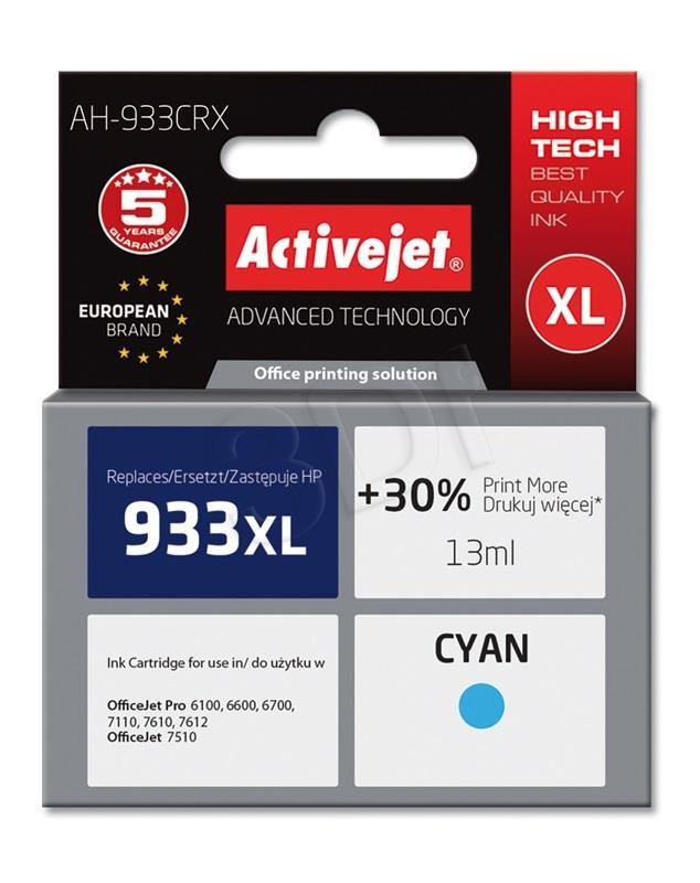 Atrament ActiveJet pre HP CN054AE (no.933XL) Cyan 14ml