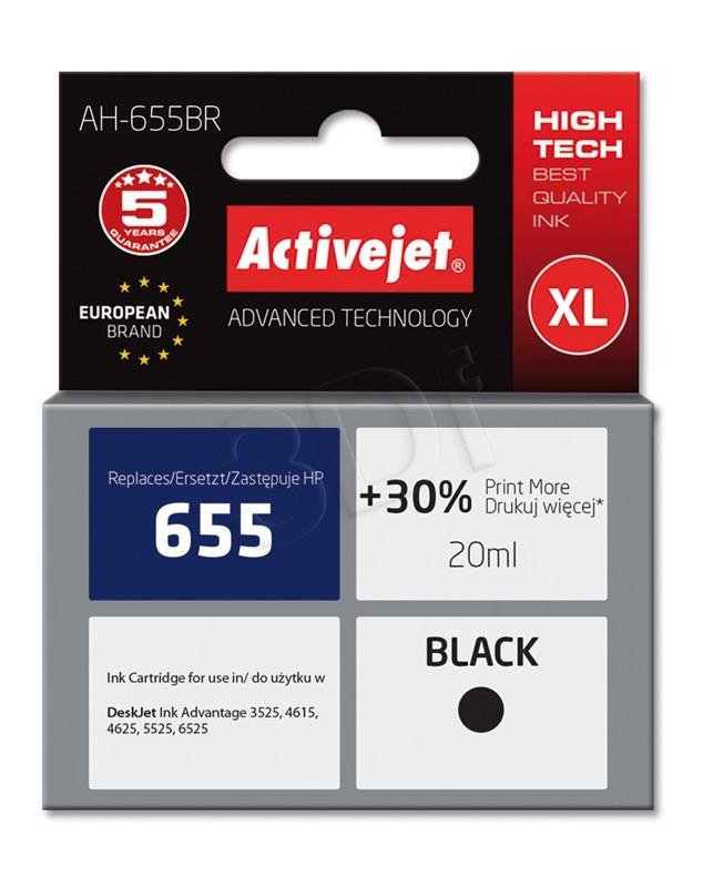Atrament ActiveJet pre HP CZ109AE (no.655 XL) Black 20ml AH-655BR